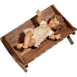 Niño Jesús vestido IHS en cuna simple